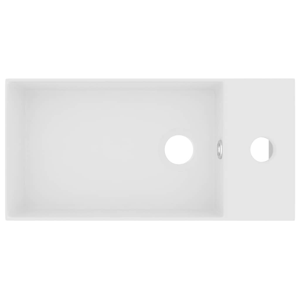 146987 vidaXL Bathroom Sink with Overflow Ceramic Matt White