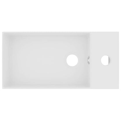 146987 vidaXL Bathroom Sink with Overflow Ceramic Matt White