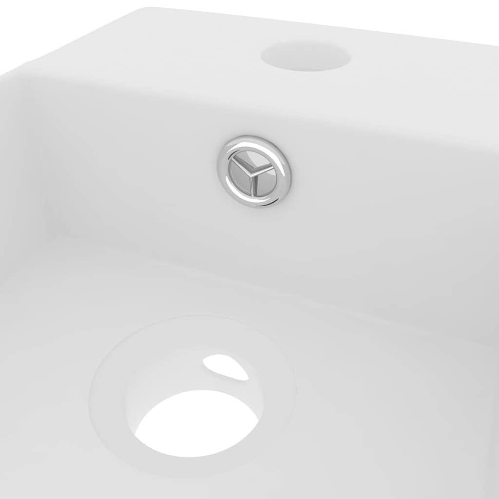 146987 vidaXL Bathroom Sink with Overflow Ceramic Matt White