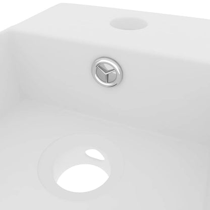 146987 vidaXL Bathroom Sink with Overflow Ceramic Matt White
