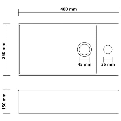 146987 vidaXL Bathroom Sink with Overflow Ceramic Matt White