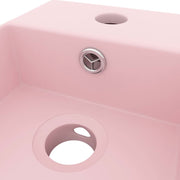 Bathroom Sink with Overflow Ceramic Matt Pink