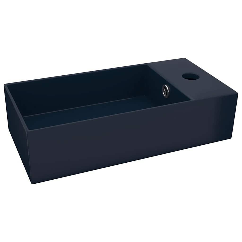 Bathroom Sink with Overflow Ceramic Dark Blue