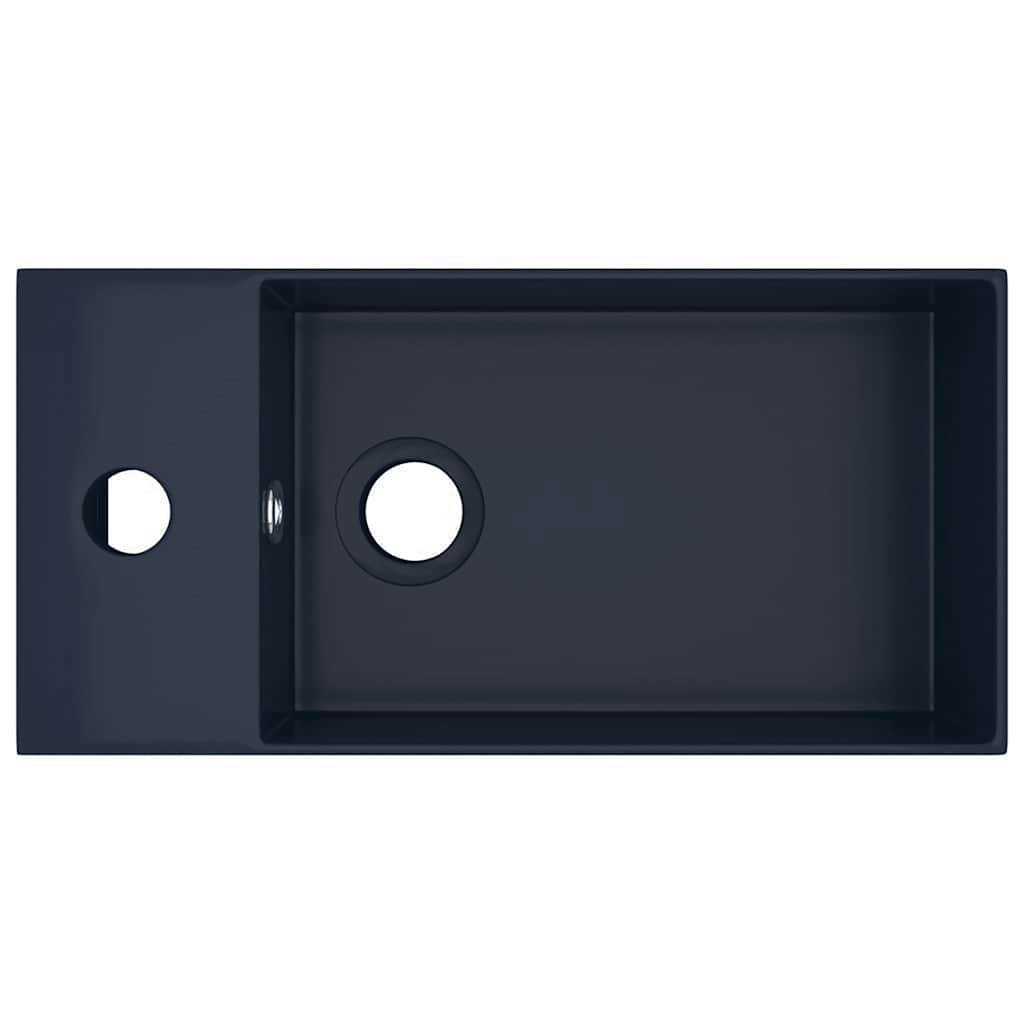 Bathroom Sink with Overflow Ceramic Dark Blue