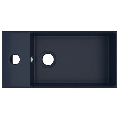 Bathroom Sink with Overflow Ceramic Dark Blue