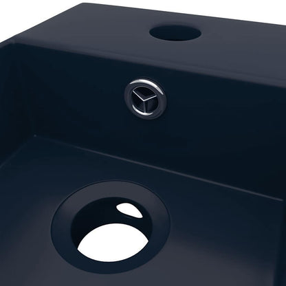 Bathroom Sink with Overflow Ceramic Dark Blue