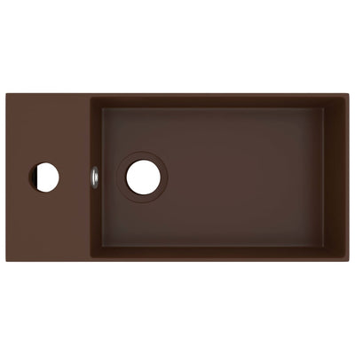 Bathroom Sink with Overflow Ceramic Dark Brown