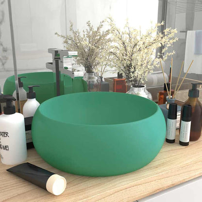 Luxury Wash Basin Round Matt Light Green 40x15 cm Ceramic