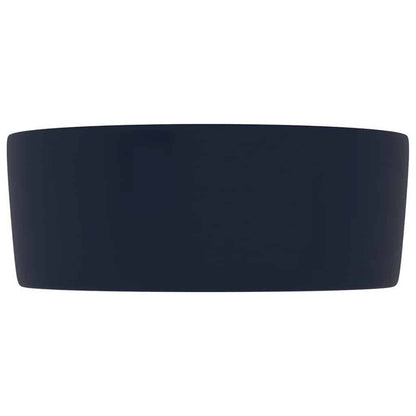 Luxury Wash Basin Round Matt Dark Blue 40x15 cm Ceramic