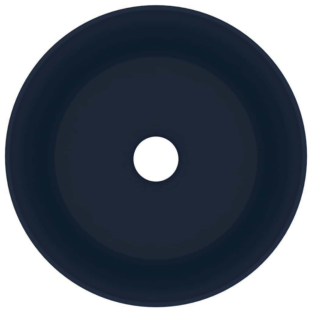 Luxury Wash Basin Round Matt Dark Blue 40x15 cm Ceramic