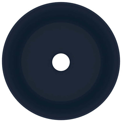 Luxury Wash Basin Round Matt Dark Blue 40x15 cm Ceramic