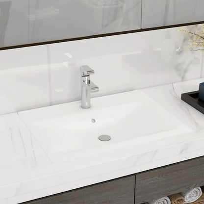 Luxury Basin with Faucet Hole Matt White 60x46 cm Ceramic