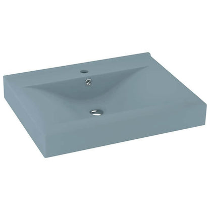 Luxury Basin with Faucet Hole Matt Light Blue 60x46 cm Ceramic
