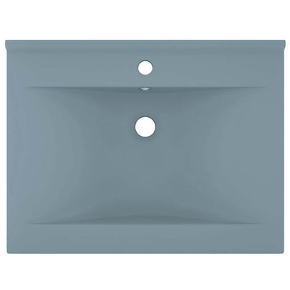 Luxury Basin with Faucet Hole Matt Light Blue 60x46 cm Ceramic