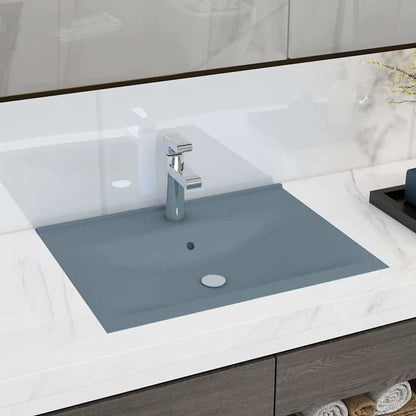 Luxury Basin with Faucet Hole Matt Light Blue 60x46 cm Ceramic