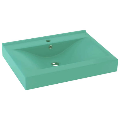 Luxury Basin with Faucet Hole Matt Light Green 60x46 cm Ceramic
