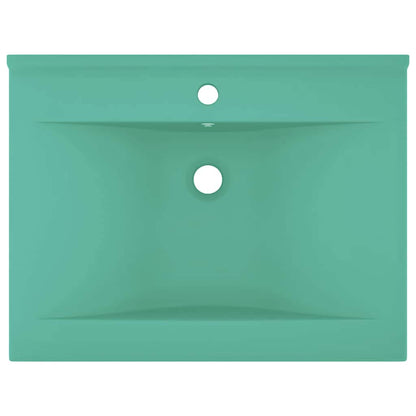 Luxury Basin with Faucet Hole Matt Light Green 60x46 cm Ceramic