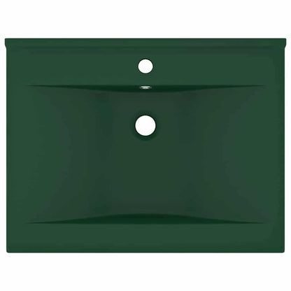 Luxury Basin with Faucet Hole Matt Dark Green 60x46 cm Ceramic