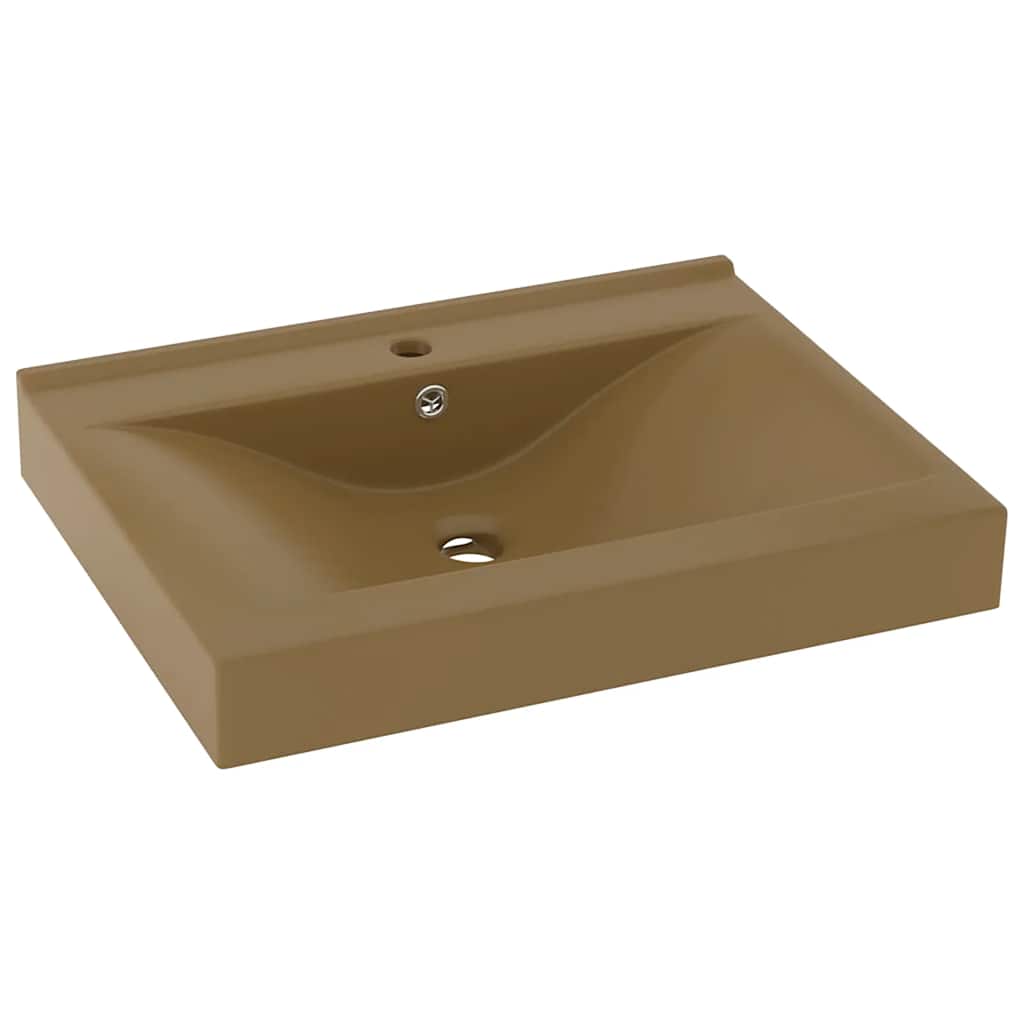 Luxury Basin with Faucet Hole Matt Cream 60x46 cm Ceramic