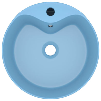 Luxury Wash Basin with Overflow Matt Light Blue 36x13 cm Ceramic