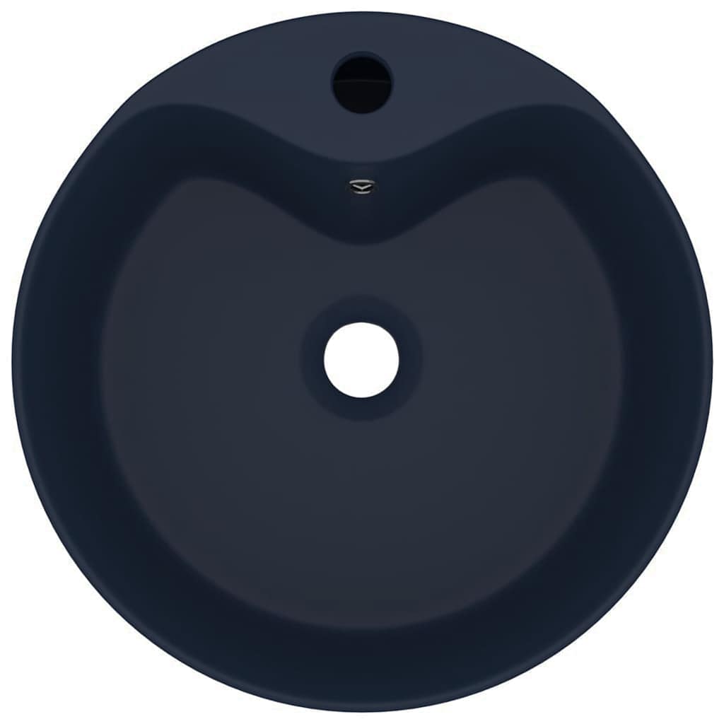 Luxury Wash Basin with Overflow Matt Dark Blue 36x13 cm Ceramic