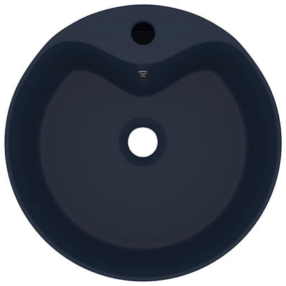 Luxury Wash Basin with Overflow Matt Dark Blue 36x13 cm Ceramic