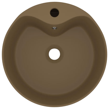 Luxury Wash Basin with Overflow Matt Cream 36x13 cm Ceramic