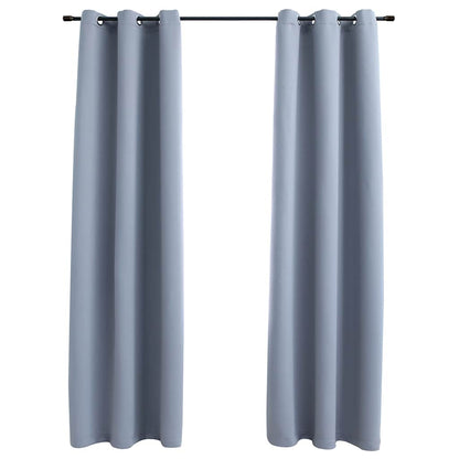 Blackout Curtains with Rings 2 pcs Gray 37"x84" Fabric