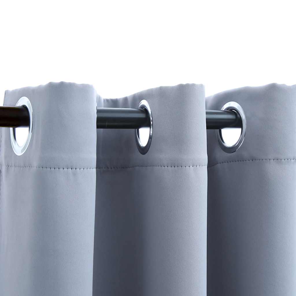Blackout Curtains with Rings 2 pcs Gray 37"x84" Fabric