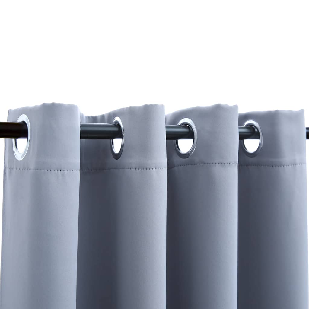 Blackout Curtains with Rings 2 pcs Gray 54"x63" Fabric