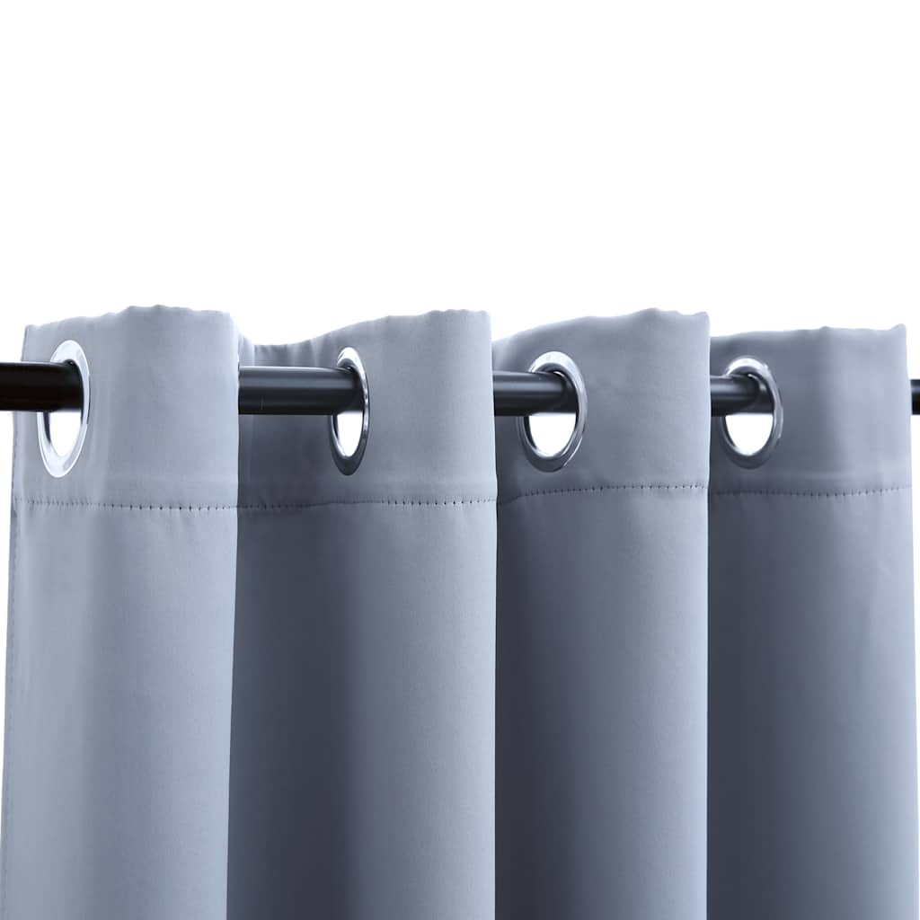 Blackout Curtains with Rings 2 pcs Gray 54"x84" Fabric