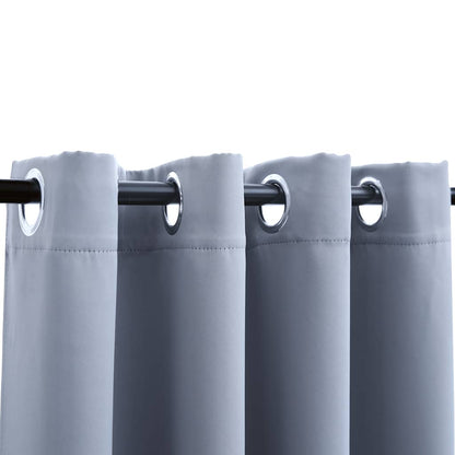 Blackout Curtains with Rings 2 pcs Gray 54"x95" Fabric