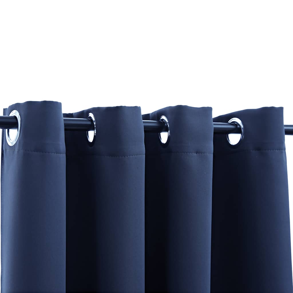 Blackout Curtains with Rings 2 pcs Navy Blue 54"x63" Fabric
