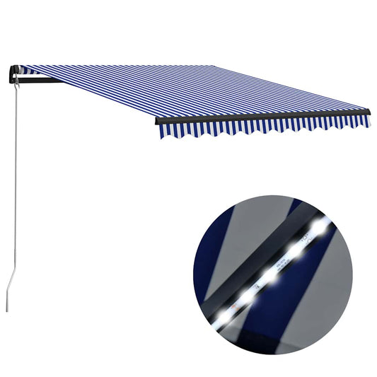 Retractable Awning | Blue and White, Grey