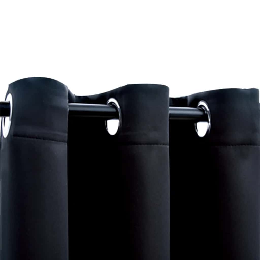 Blackout Curtains with Rings 2 pcs Black 38.2 x 83.9" Fabric