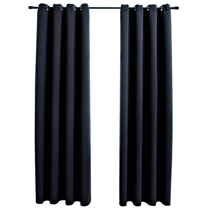 Blackout Curtains with Rings 2 pcs Black 137x213 cm Fabric