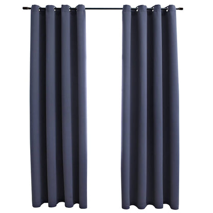 Blackout Curtains with Rings 2 pcs Anthracite 54"x63" Fabric