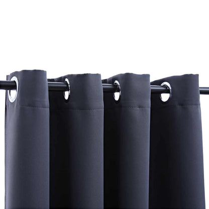 Blackout Curtains with Rings 2 pcs Anthracite 54"x63" Fabric