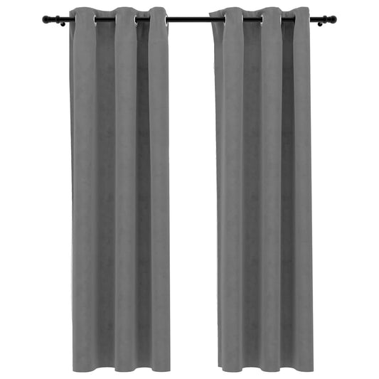Blackout Curtains with Rings 2 pcs Grey 37"x95" Velvet
