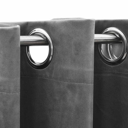 Blackout Curtains with Rings 2 pcs Grey 37"x95" Velvet