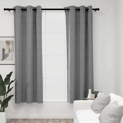 Blackout Curtains with Rings 2 pcs Grey 37"x95" Velvet