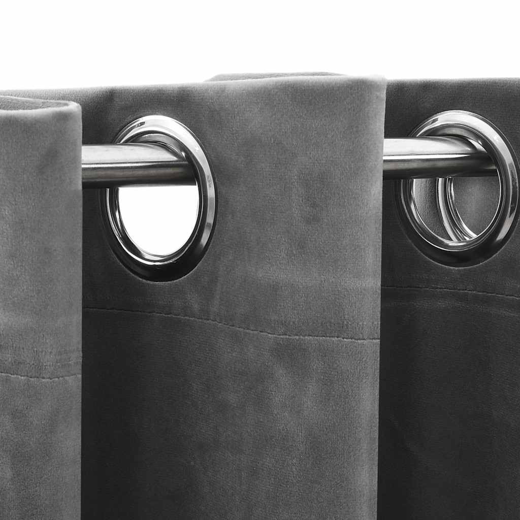 Blackout Curtains with Rings 2 pcs Grey 54"x95" Velvet
