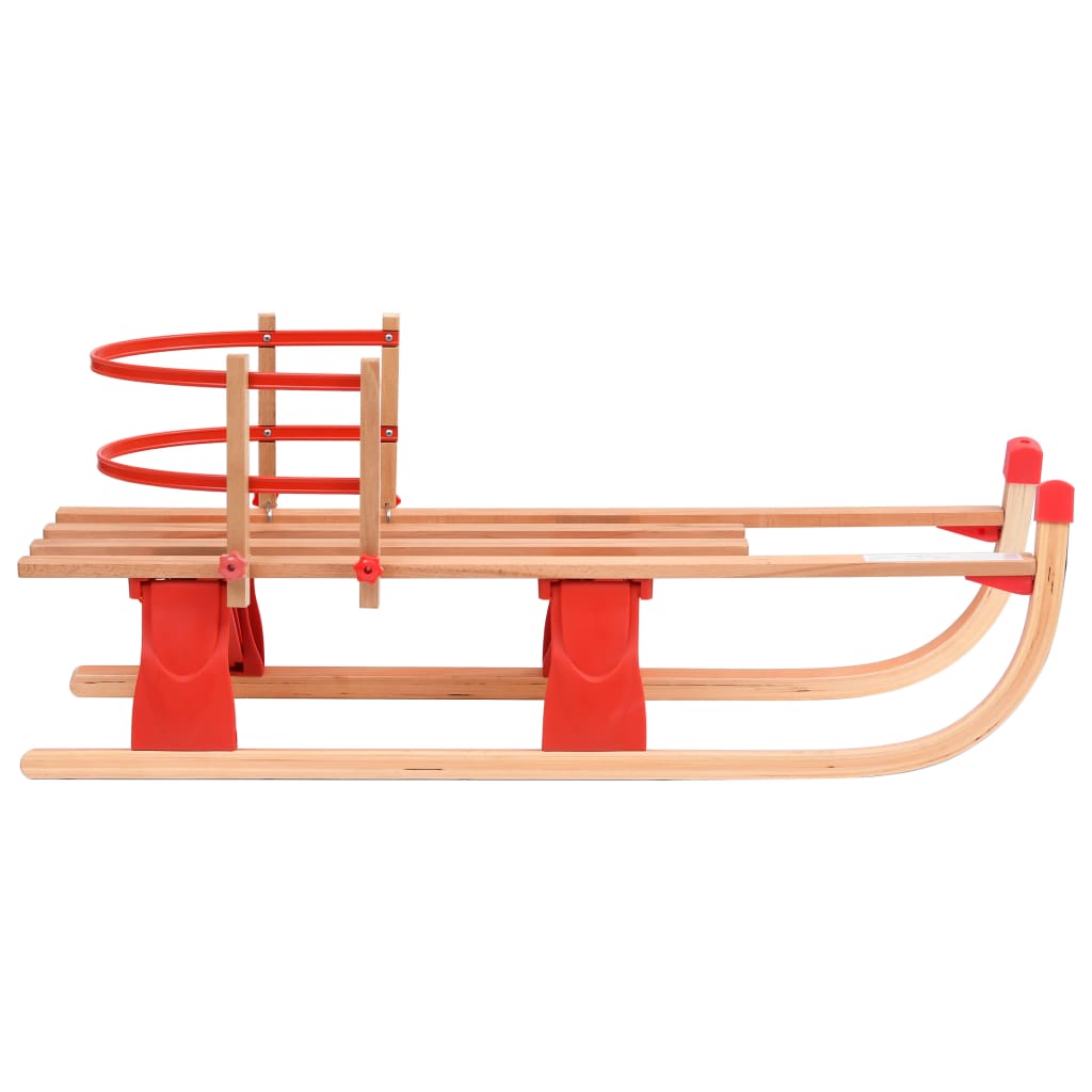 Folding Snow Sledge with Backrest 119 cm Wood