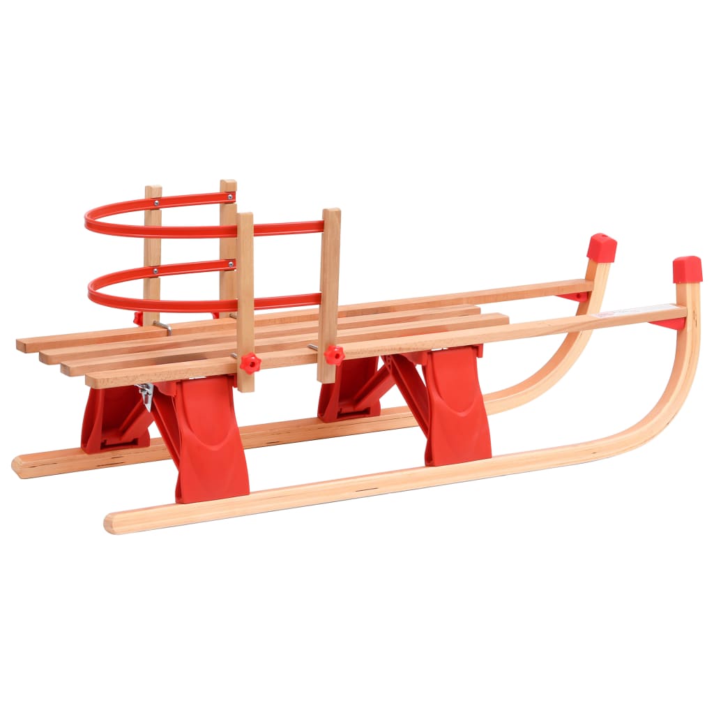 Folding Snow Sledge with Backrest 119 cm Wood