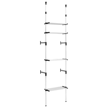 vidaXL Telescopic Wardrobe System Silver and Black Aluminum, Plastic Large