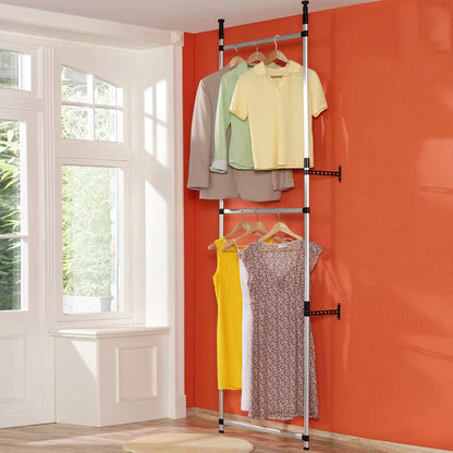 vidaXL Telescopic Wardrobe System Silver and Black Aluminum, Plastic Large
