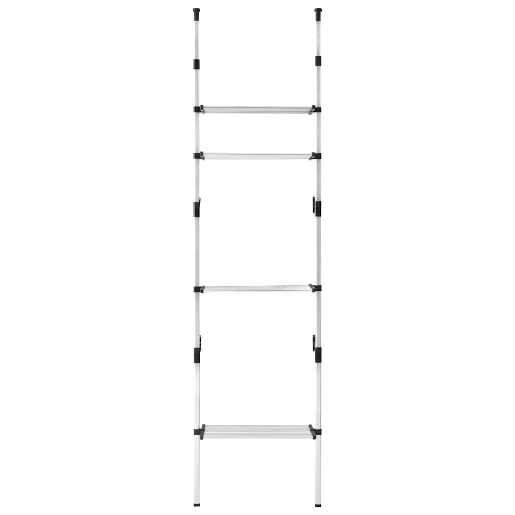 vidaXL Telescopic Wardrobe System Silver and Black Aluminum, Plastic Large