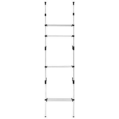 vidaXL Telescopic Wardrobe System Silver and Black Aluminum, Plastic Large