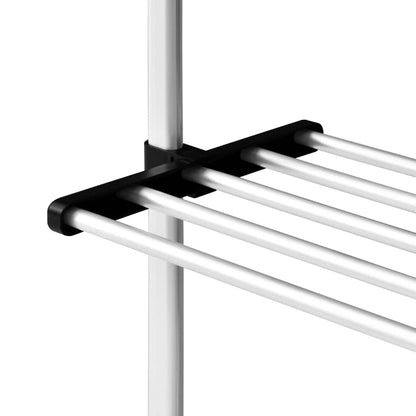vidaXL Telescopic Wardrobe System Silver and Black Aluminum, Plastic Large