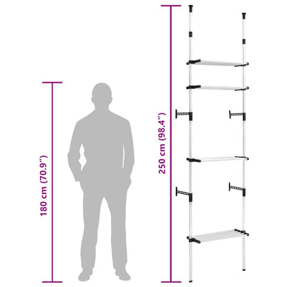 vidaXL Telescopic Wardrobe System Silver and Black Aluminum, Plastic Large
